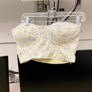 Floral Bustier Top in Yellow and Blue